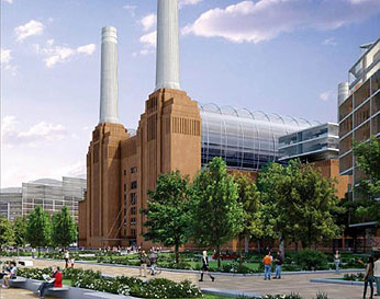 artist's rendering of a redeveloped battersea